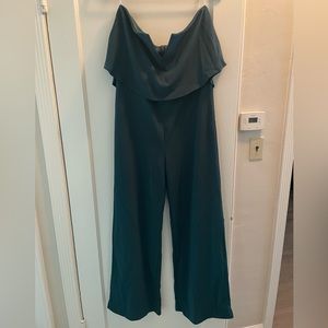 Lulu’s Power of Love Emerald Green Strapless Jumpsuit